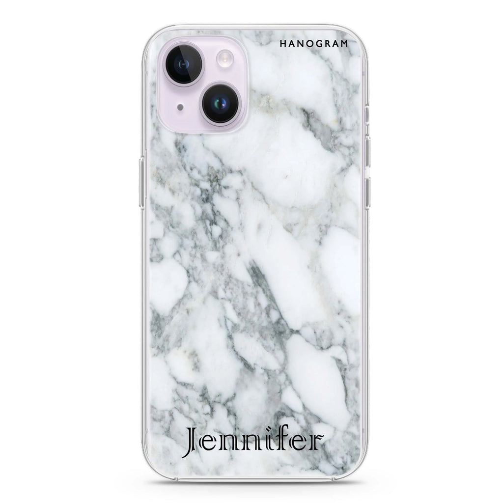 Powder Gray And White Marble II iPhone 14 plus 水晶透明保護殼