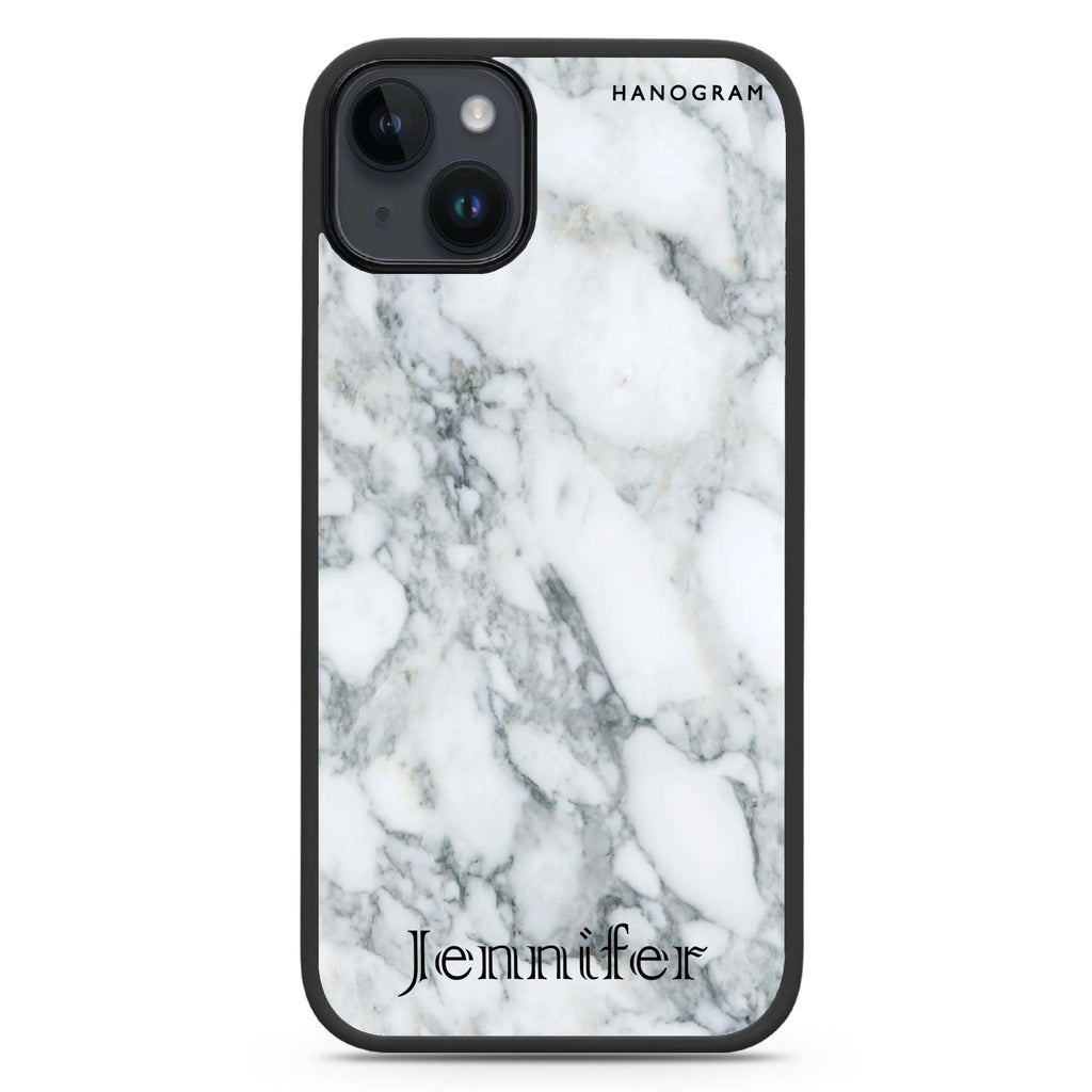 Powder Gray And White Marble II iPhone 14 Plus Magsafe 兼容防衝擊保護殼