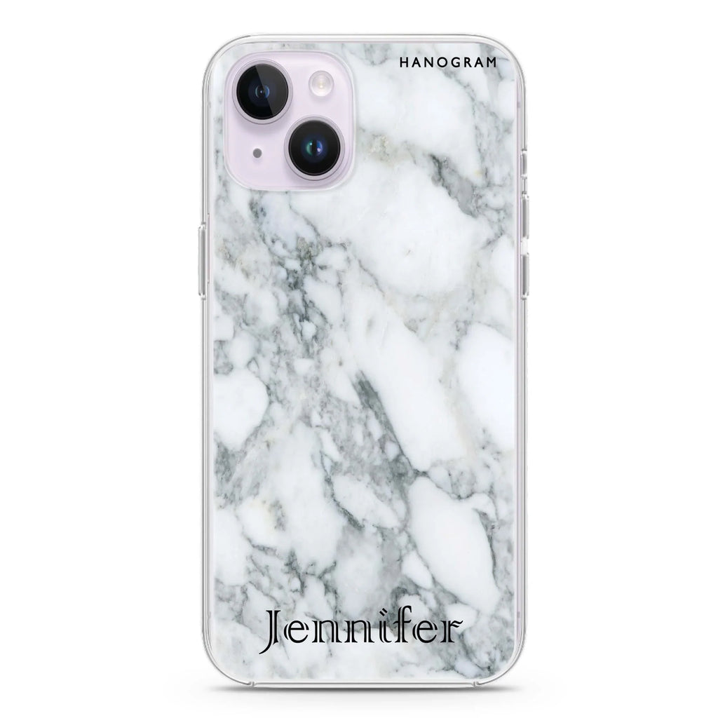 Black And White Marble iPhone 14 Magsafe 兼容水晶透明保護殼