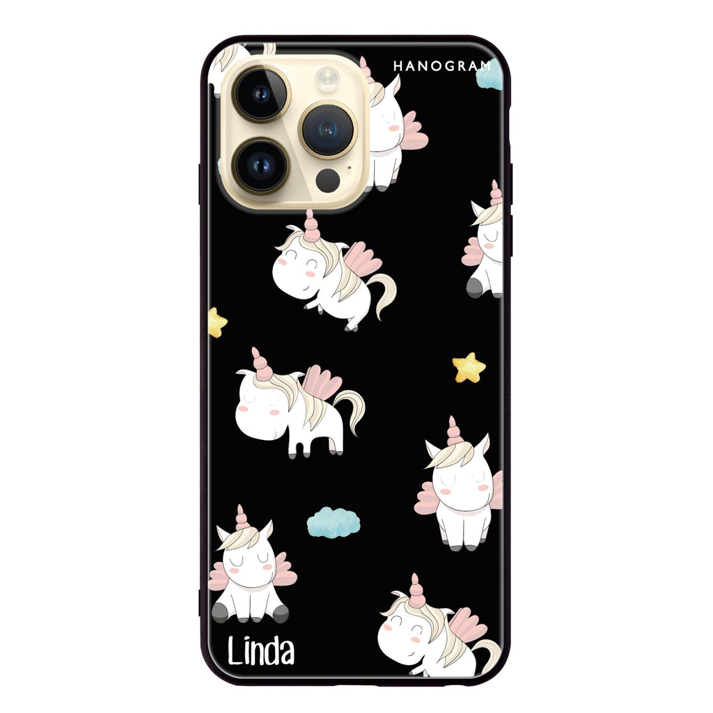 Baby Cute Unicorn iPhone 超薄強化玻璃殻