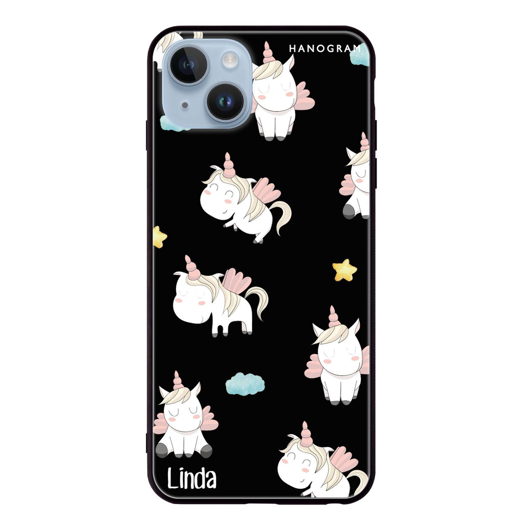 Baby Cute Unicorn iPhone 14 超薄強化玻璃殻