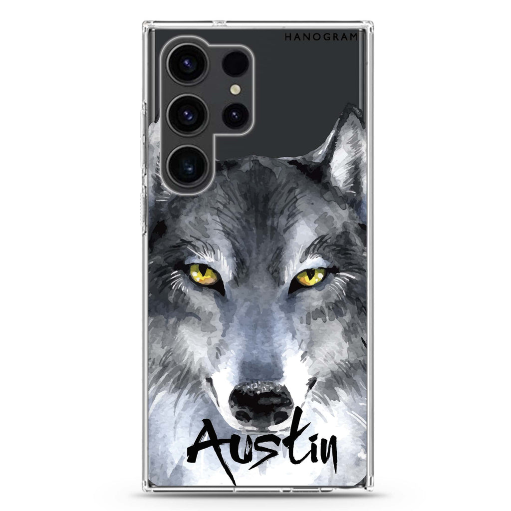Snow Wolf Samsung Galaxy Ultra 可加名字透明保護殼，適用 S26/S25/S24/S23 Ultra，圖1