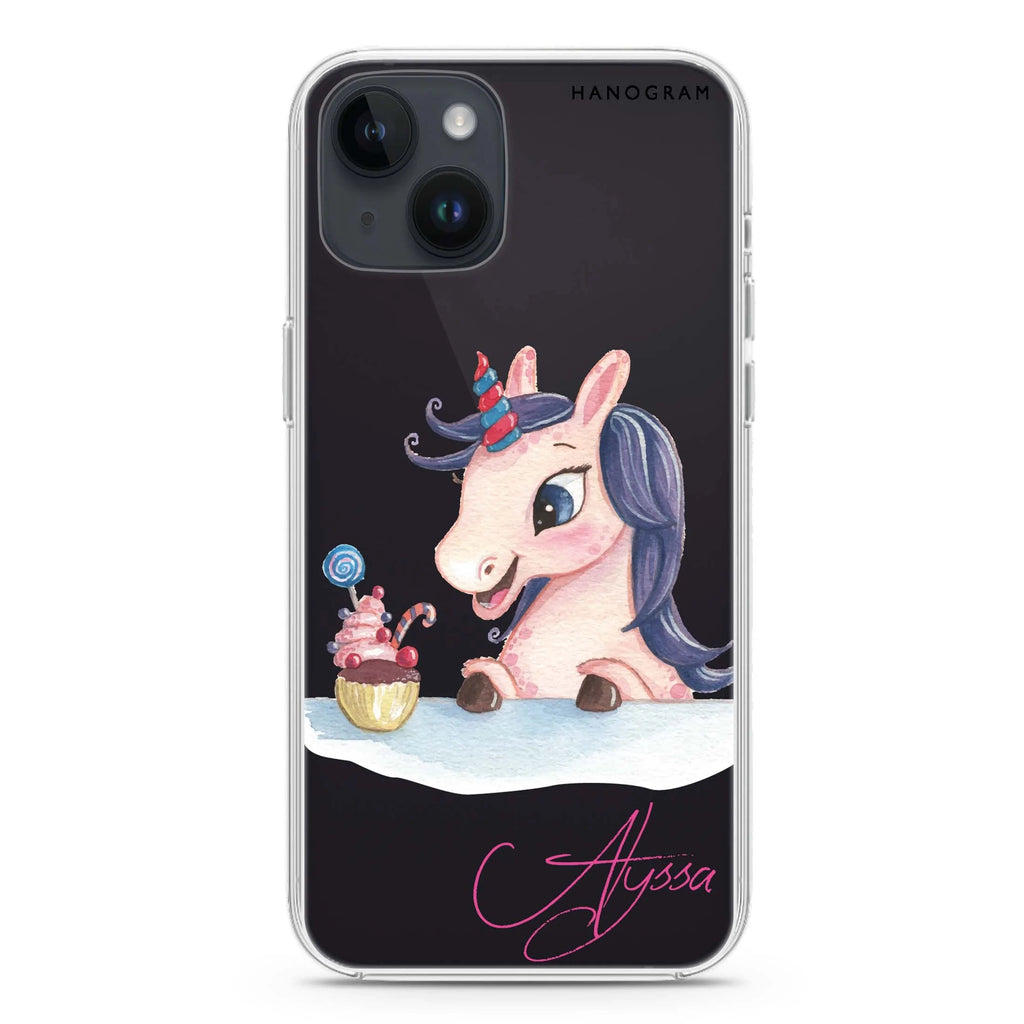 Rainbow Unicorn And Cupcake iPhone 14 水晶透明保護殼