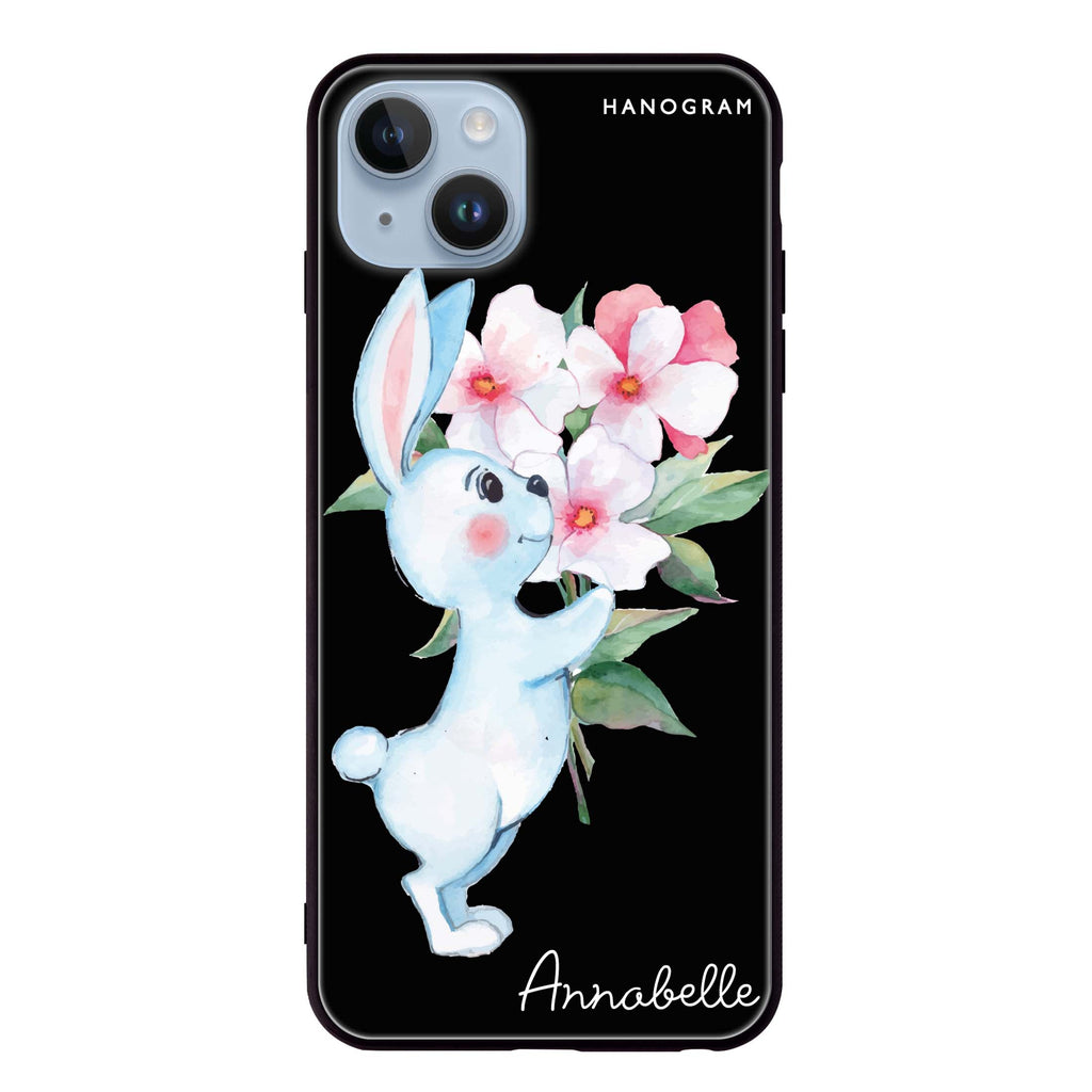 Rabbit And Flowers iPhone 13 Mini 超薄強化玻璃殻