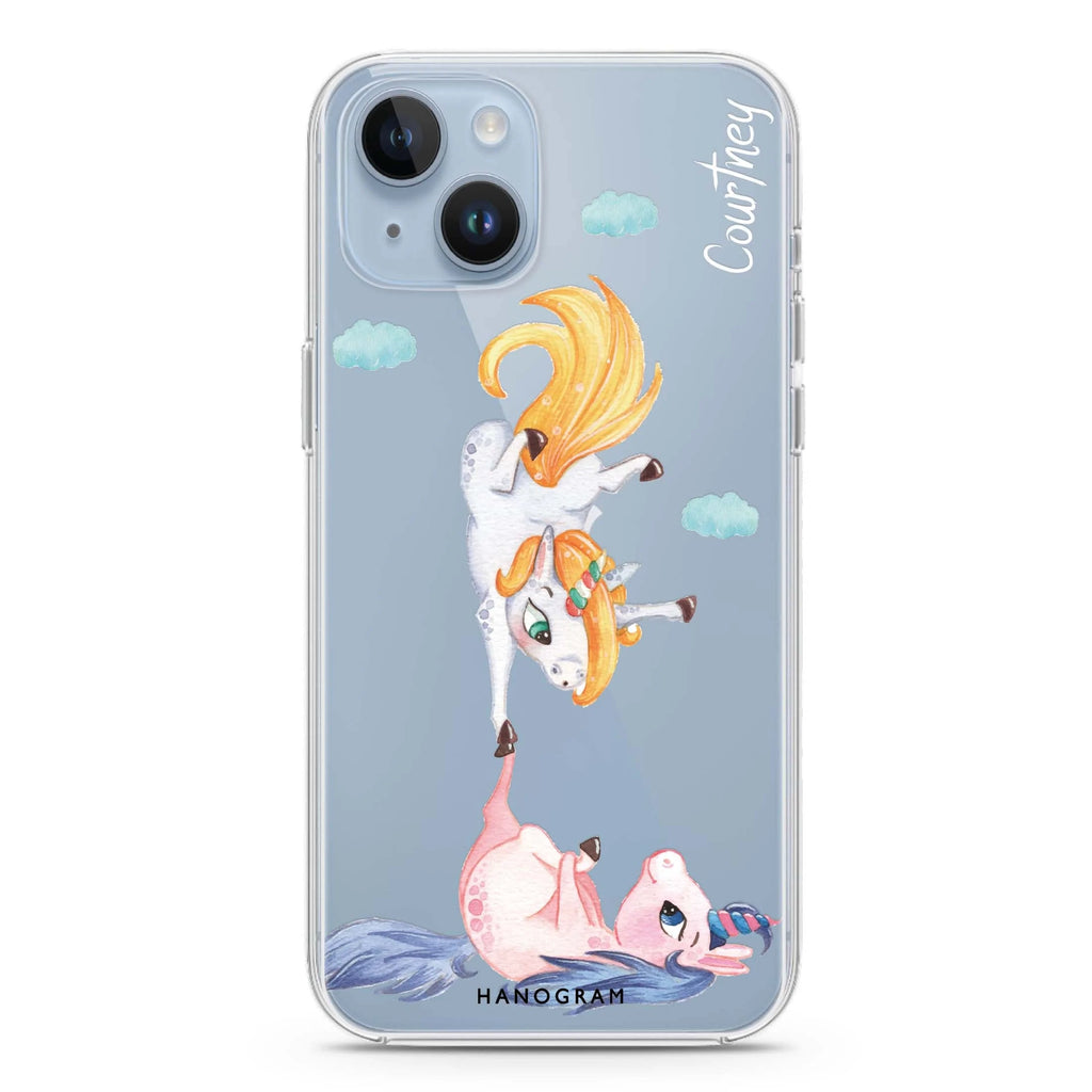 Rainbow Unicorn Dancing iPhone 14 plus 水晶透明保護殼