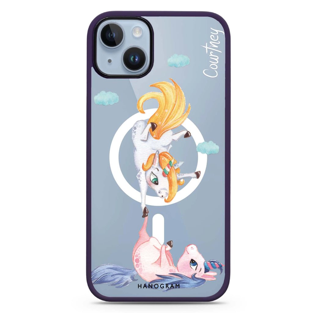 Rainbow Unicorn Dancing iPhone 14 Plus Magsafe 兼容防衝擊保護殼