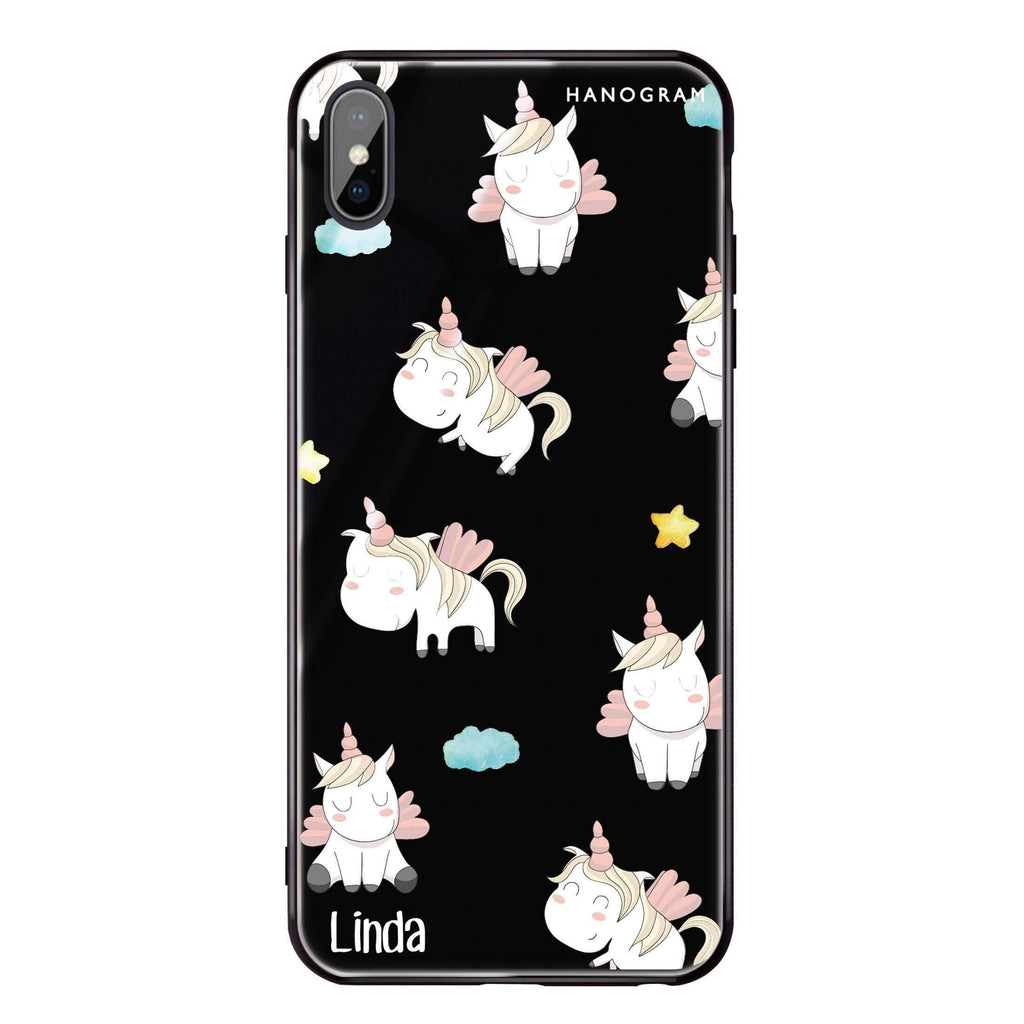 Baby Cute Unicorn iPhone X 超薄強化玻璃殻