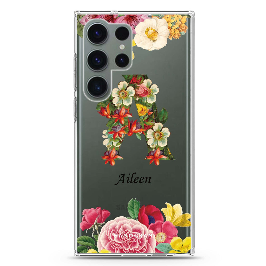 Bouqet Flower Monogram Samsung Galaxy Ultra 透明保護殼，適用 S26/S25/S24/S23 Ultra，圖1