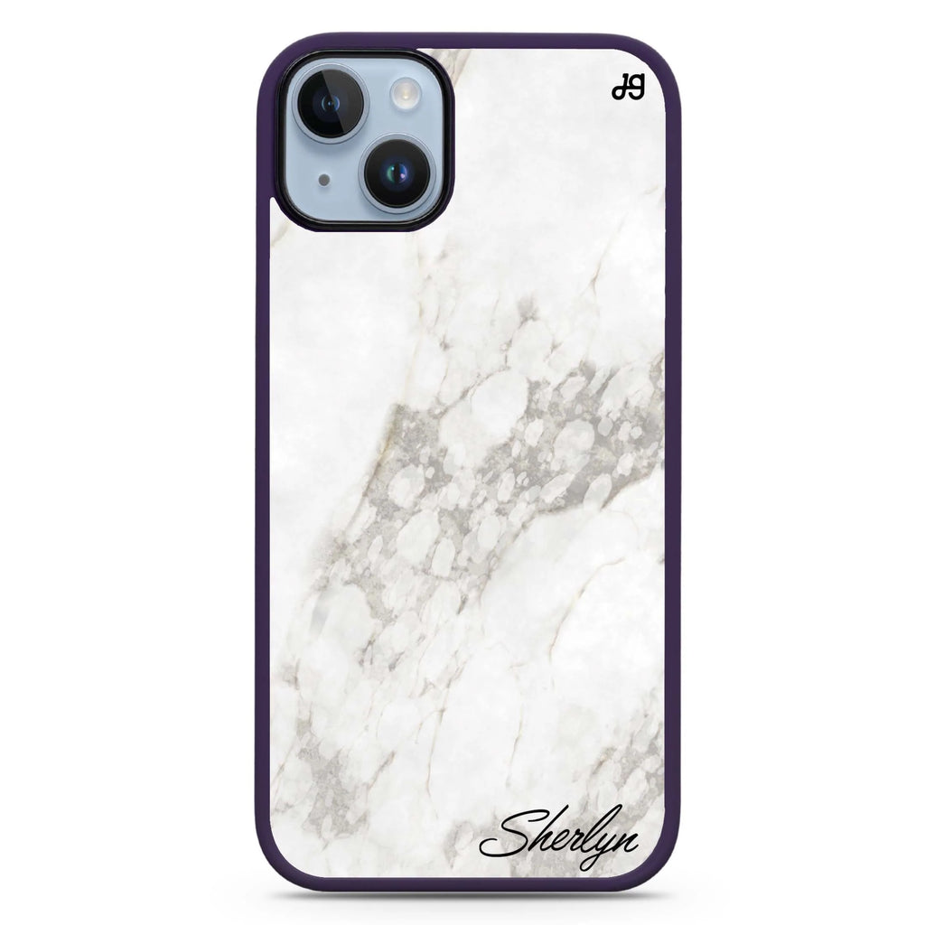 Simple White Marble iPhone 14 Plus Magsafe 兼容防衝擊保護殼