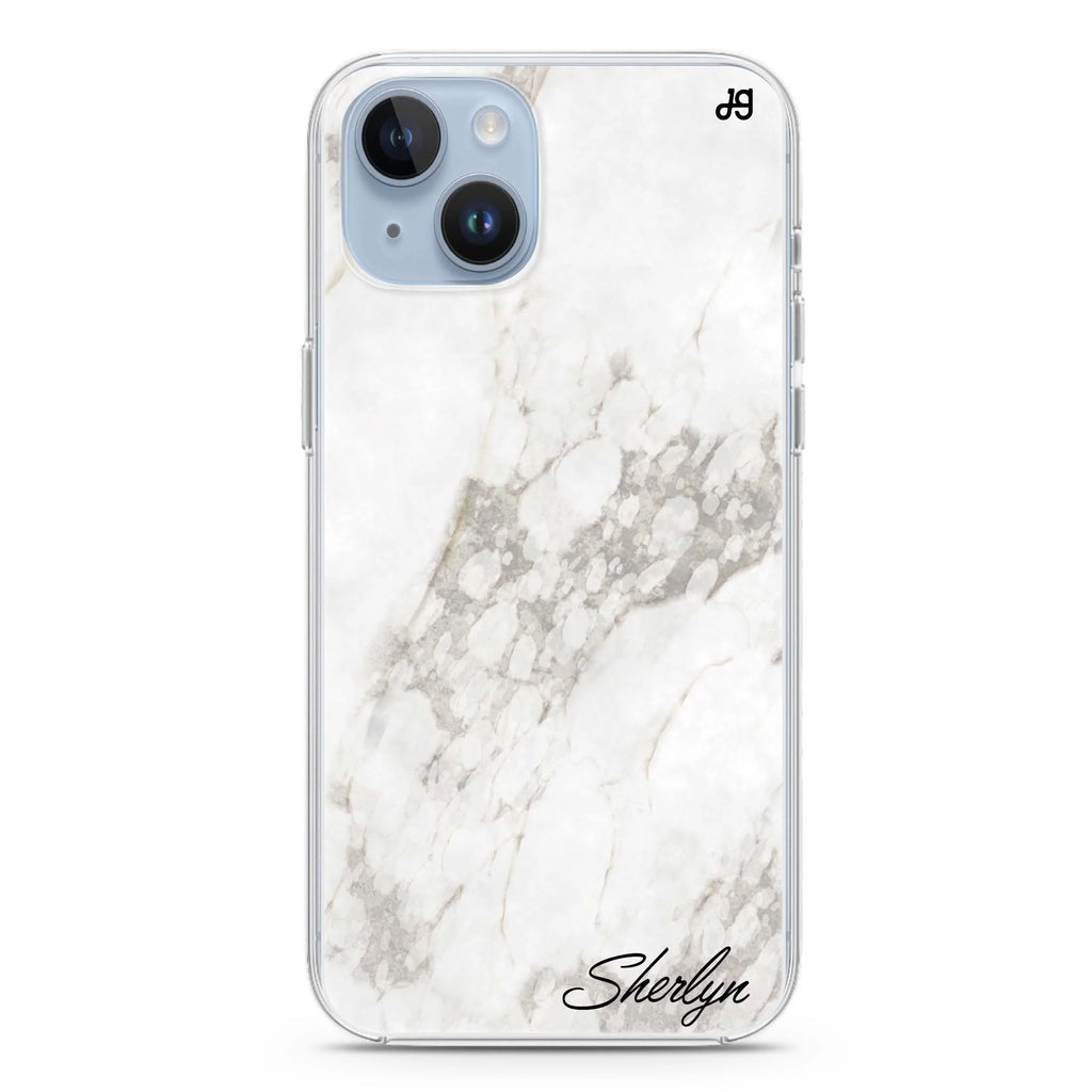 Simple White Marble iPhone 14 Plus Magsafe 兼容水晶透明保護殼