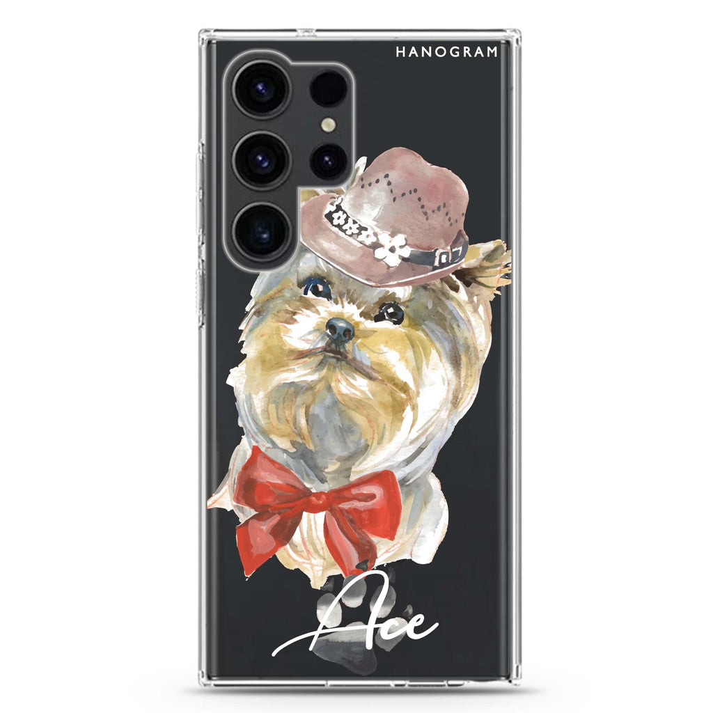 Yorkshire Terrier Samsung Galaxy Ultra 可加名字透明保護殼，適用 S26/S25/S24/S23 Ultra，圖1