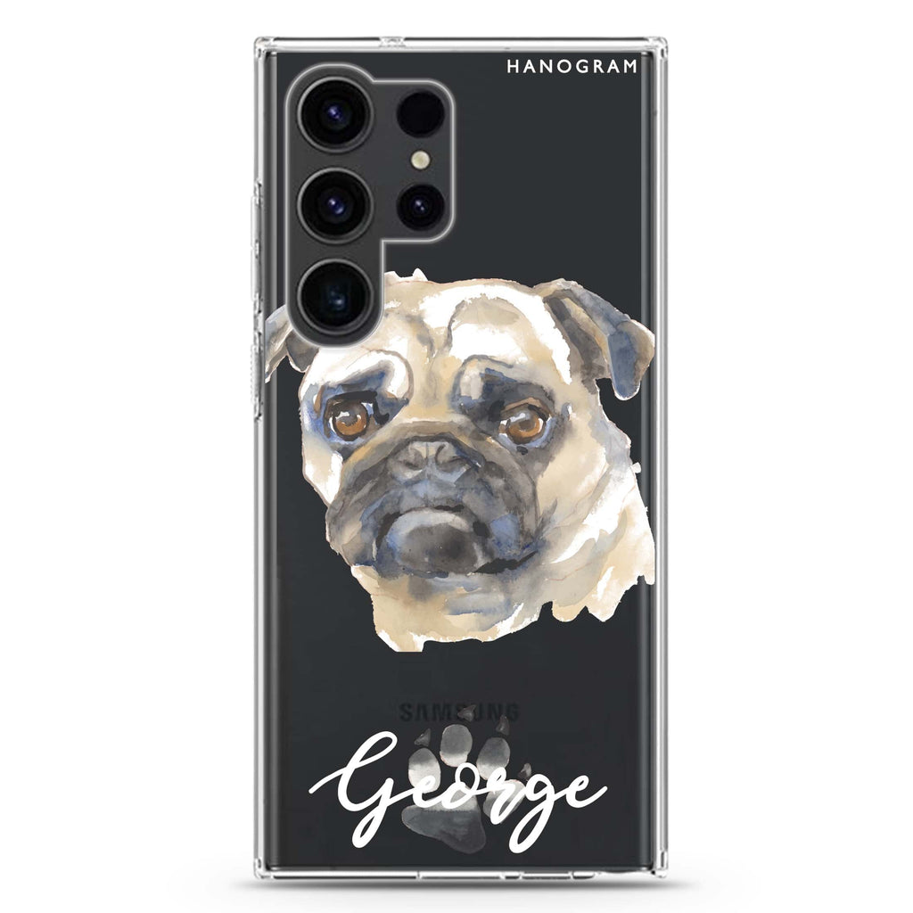Pug Samsung Galaxy Ultra 可加名字透明保護殼，適用 S26/S25/S24/S23 Ultra，圖1