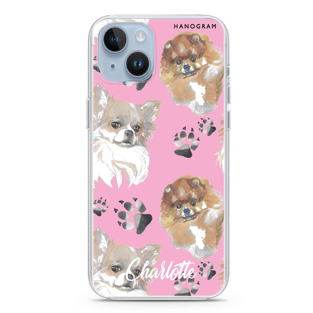 Pompom & Chihuahua iPhone 14 Plus Magsafe 兼容水晶透明保護殼