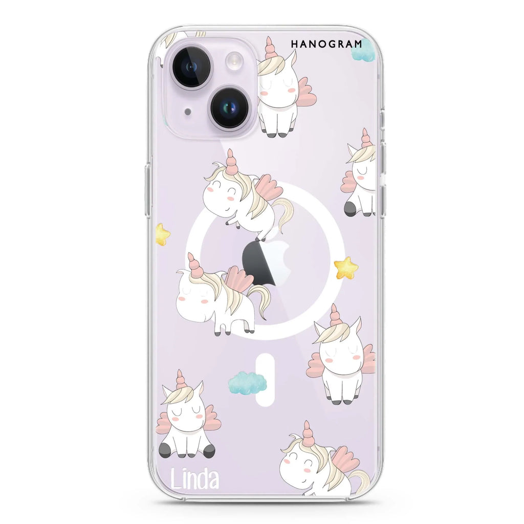 Baby Cute Unicorn iPhone 14 Magsafe 兼容水晶透明保護殼