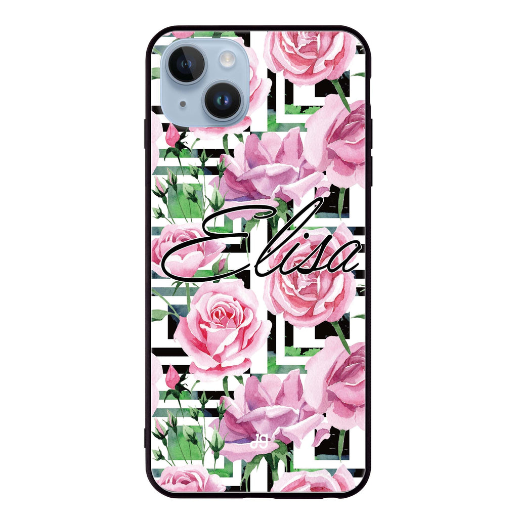 Rose Checkered iPhone 14 超薄強化玻璃殻