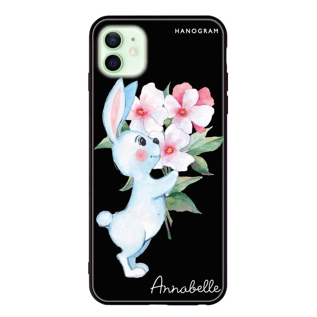 Rabbit And Flowers iPhone 12 mini 超薄強化玻璃殻