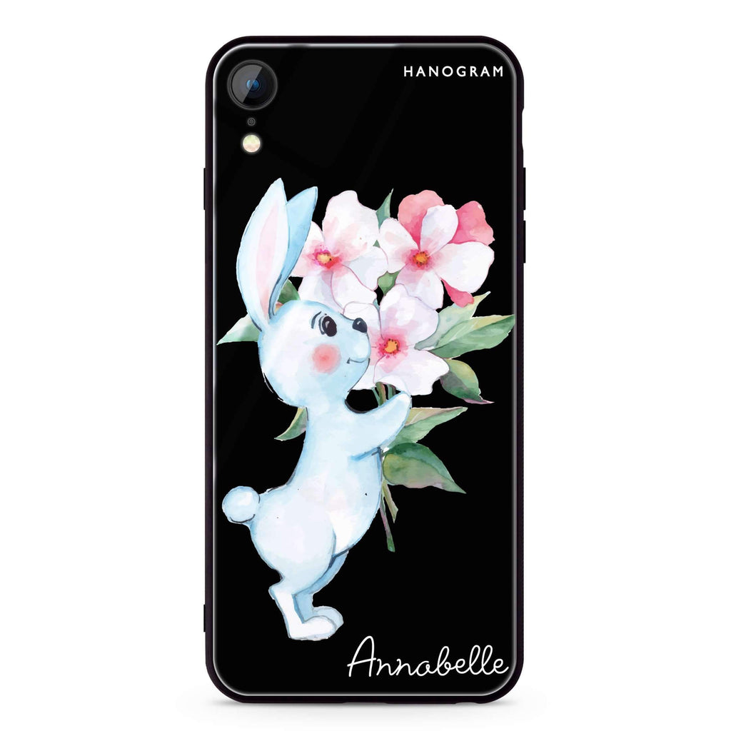 Rabbit And Flowers iPhone XR 超薄強化玻璃殻