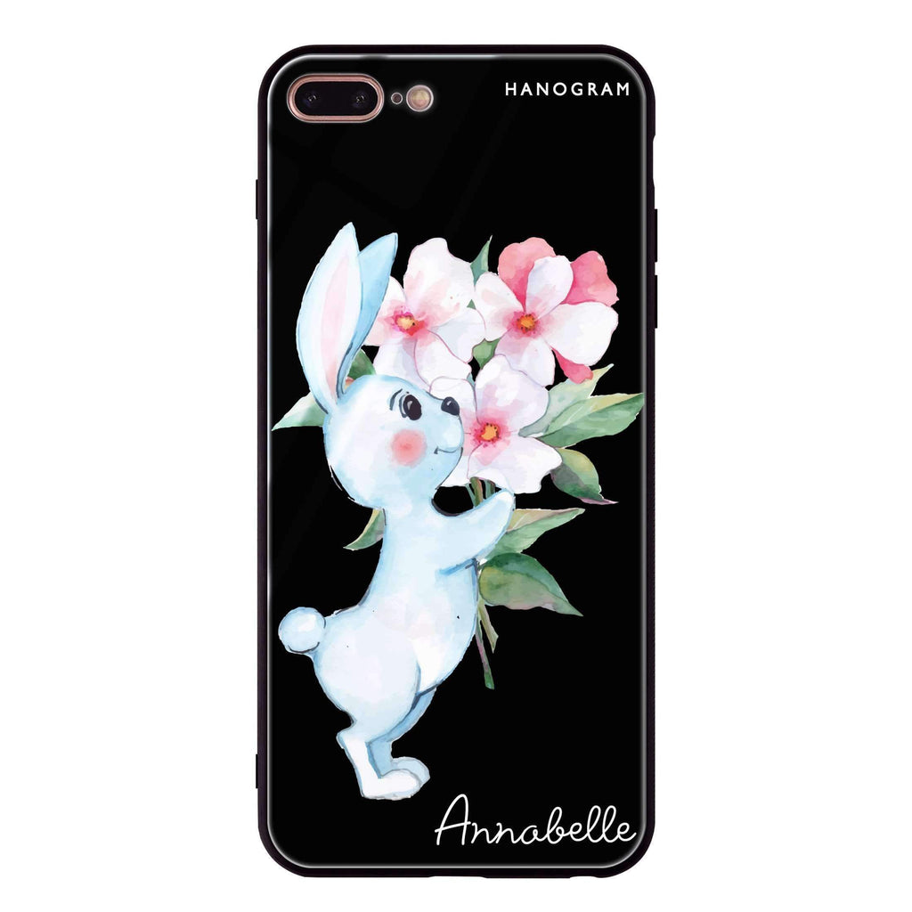 Rabbit And Flowers iPhone 7 Plus 超薄強化玻璃殻