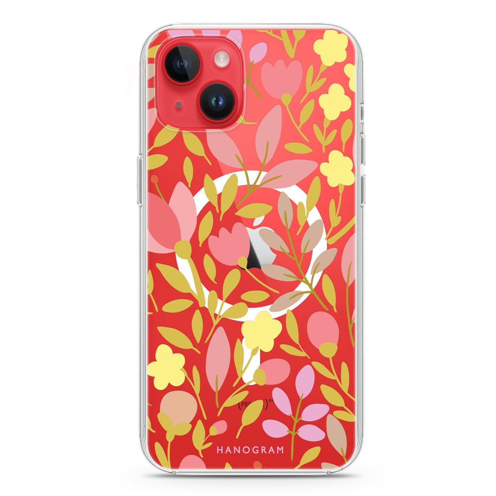 Floral iPhone 14 Magsafe 兼容水晶透明保護殼