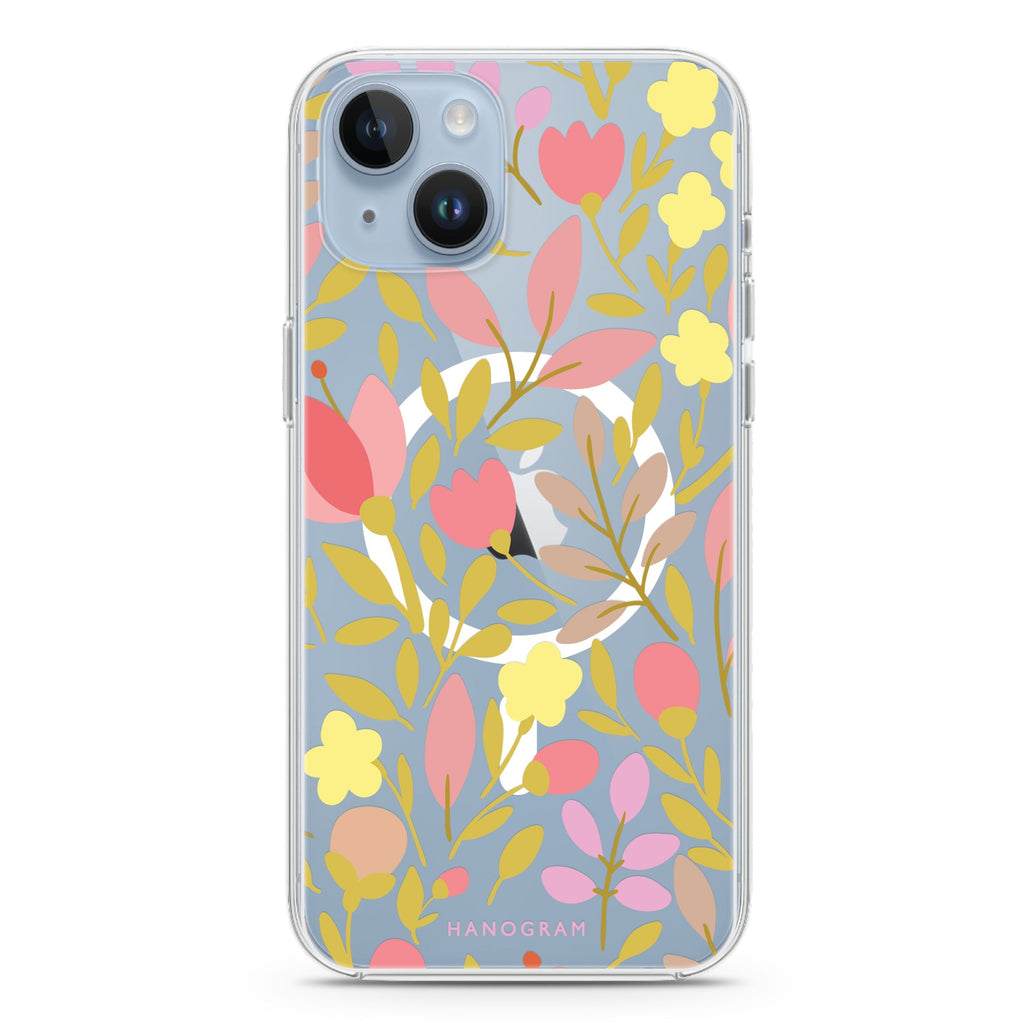 Floral iPhone 14 Plus Magsafe 兼容水晶透明保護殼