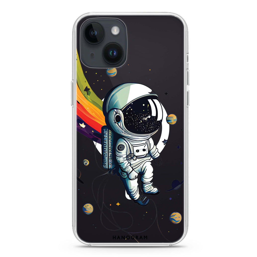 Astronaut in rainbow iPhone 14 Plus Magsafe 兼容水晶透明保護殼