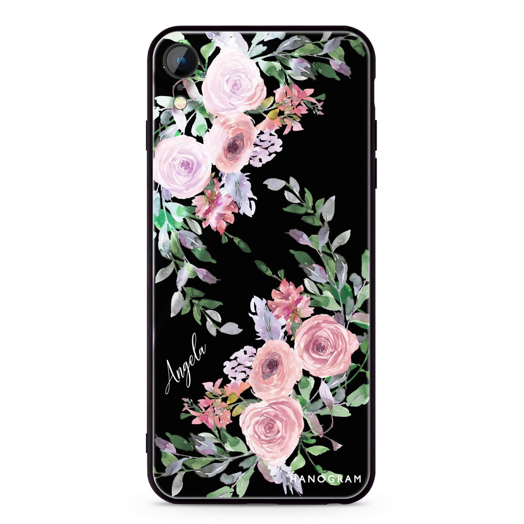 Lucy Watercolor Rose iPhone XR 超薄強化玻璃殻