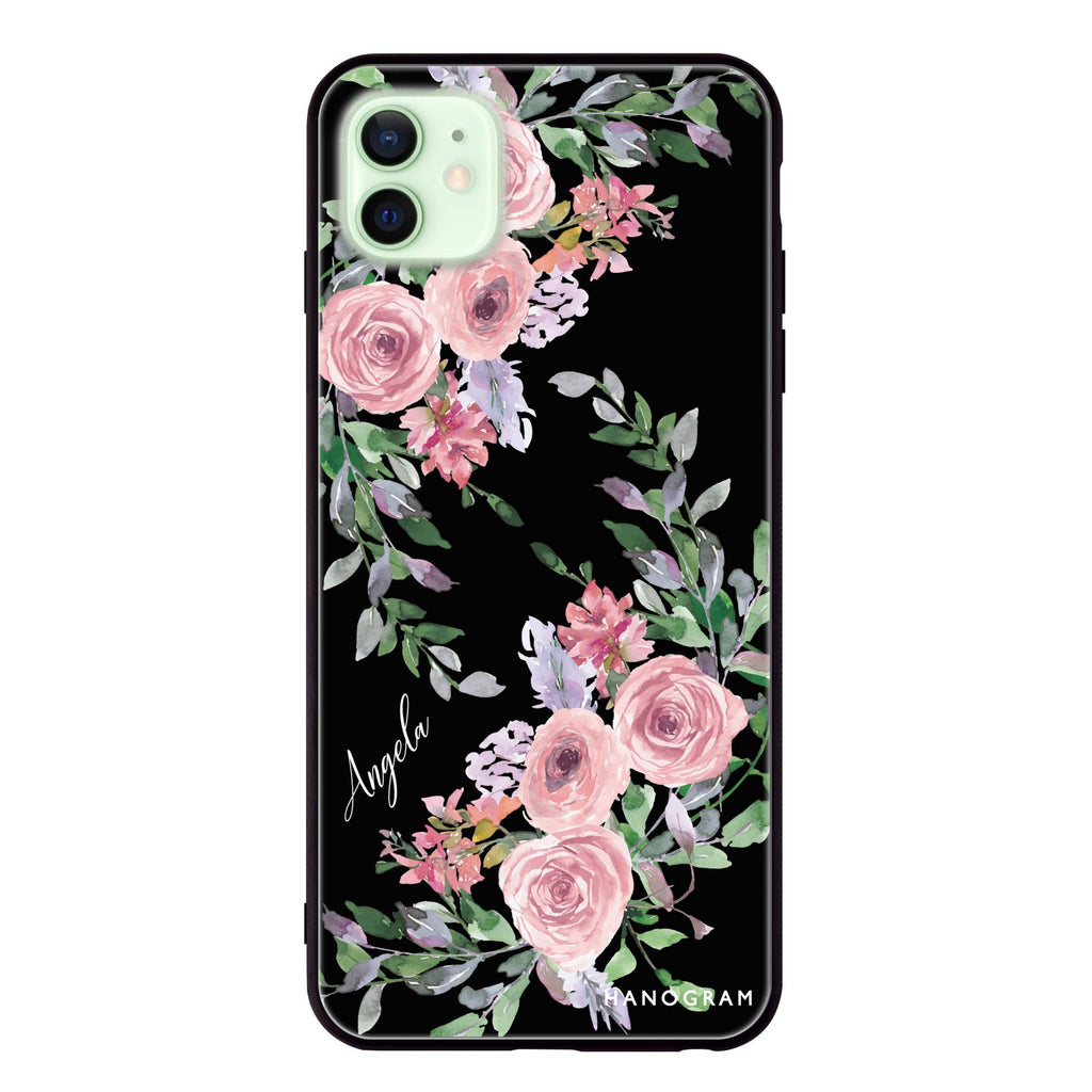 Lucy Watercolor Rose iPhone 12 mini 超薄強化玻璃殻
