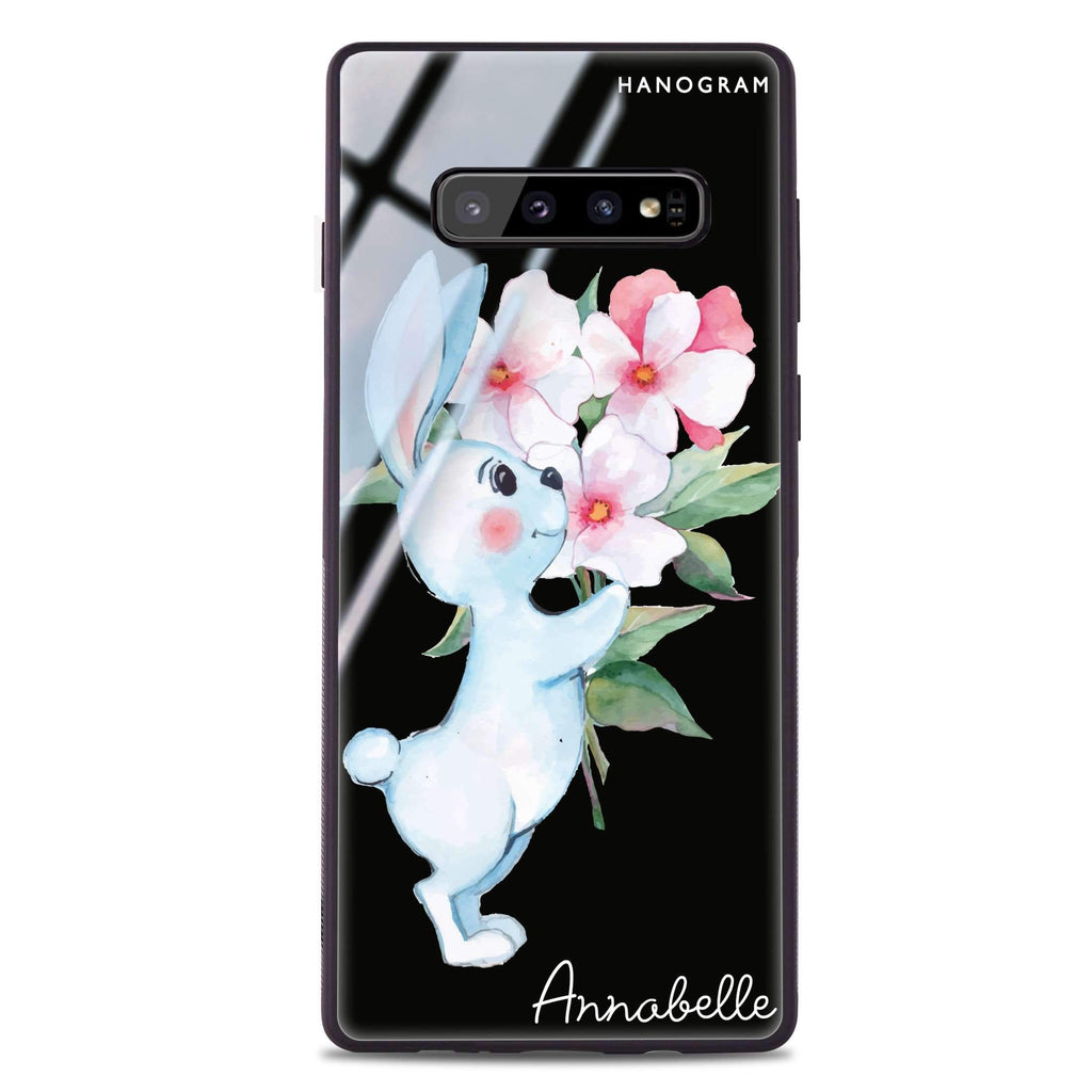 Rabbit And Flowers Samsung S10 Plus 超薄強化玻璃殻