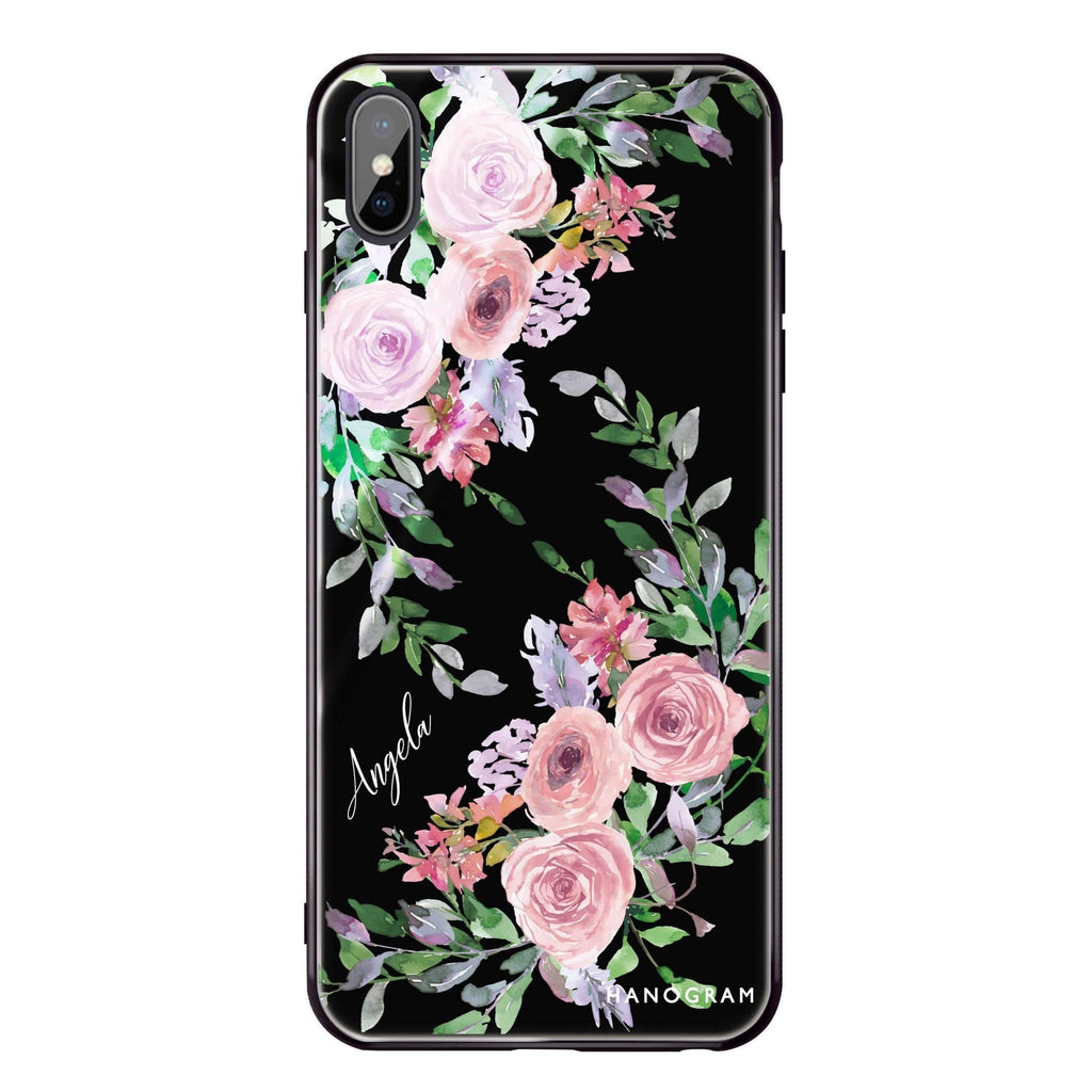 Lucy Watercolor Rose iPhone X 超薄強化玻璃殻