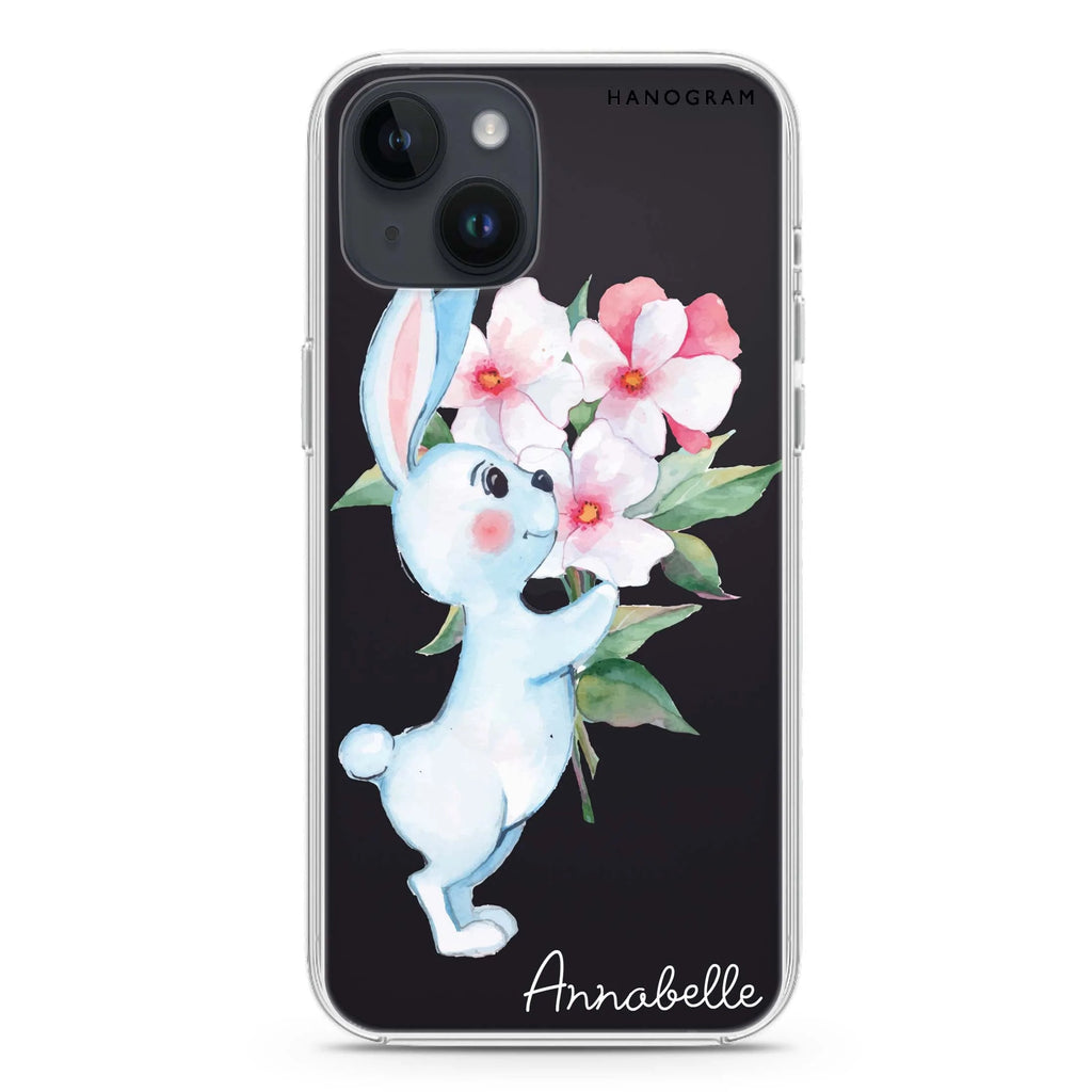 Rabbit And Flowers iPhone 14 plus 水晶透明保護殼