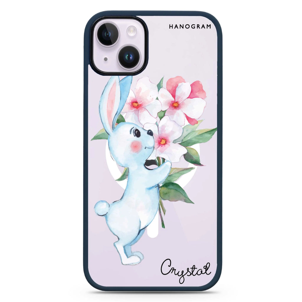 Rabbit And Flowers iPhone 14 Plus Magsafe 兼容防衝擊保護殼