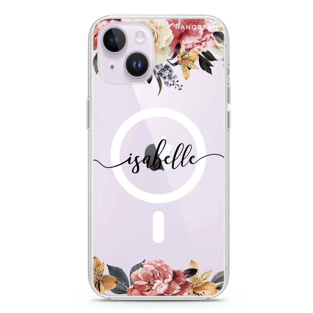 Art of Classic Floral iPhone 14 Plus Magsafe 兼容水晶透明保護殼