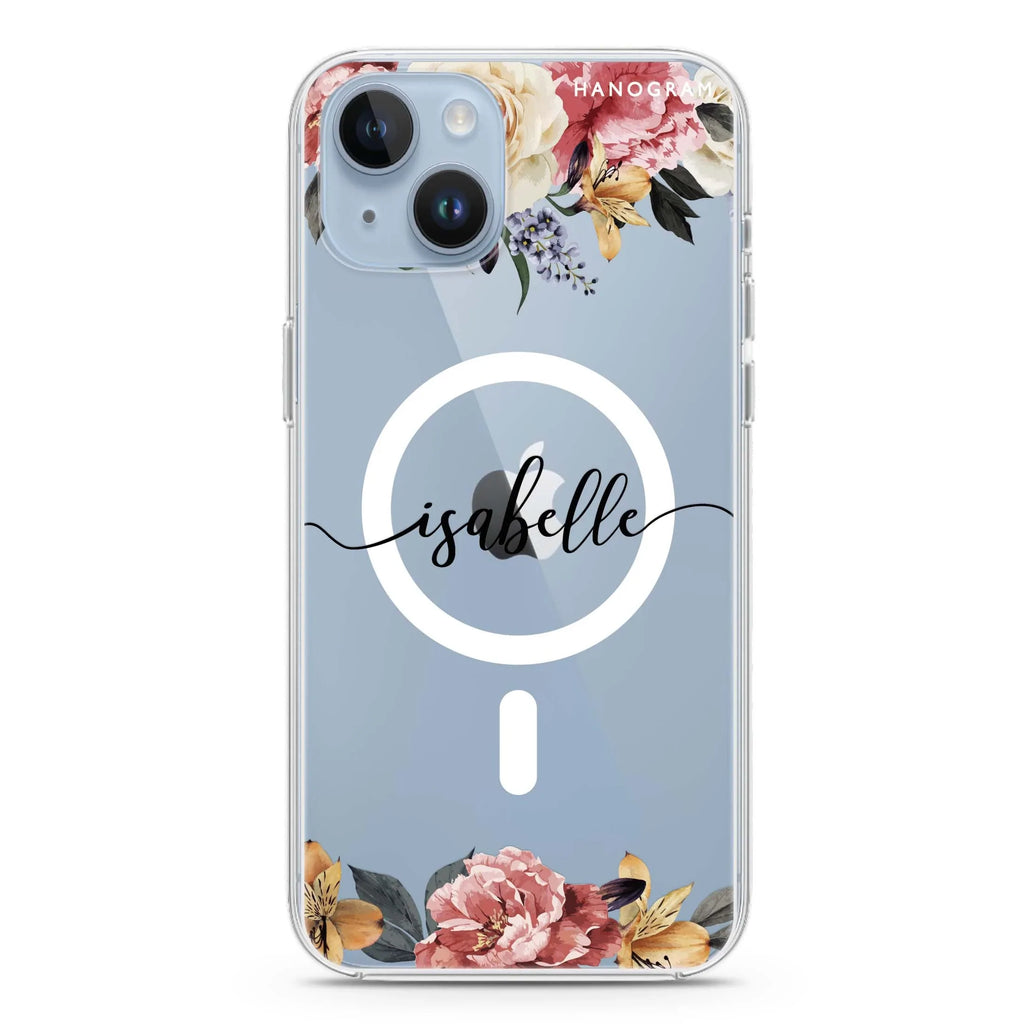 Art of Classic Floral iPhone 14 Magsafe 兼容水晶透明保護殼