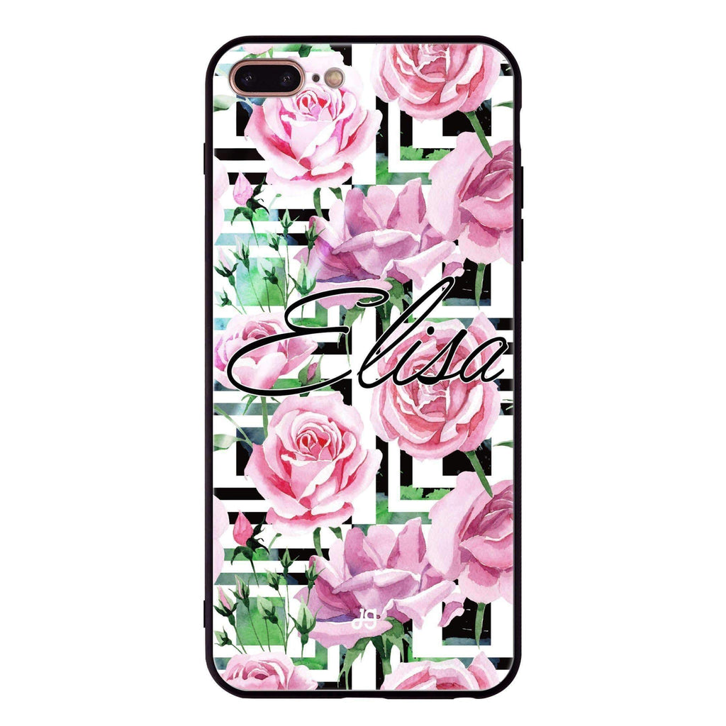 Rose Checkered iPhone 7 Plus 超薄強化玻璃殻