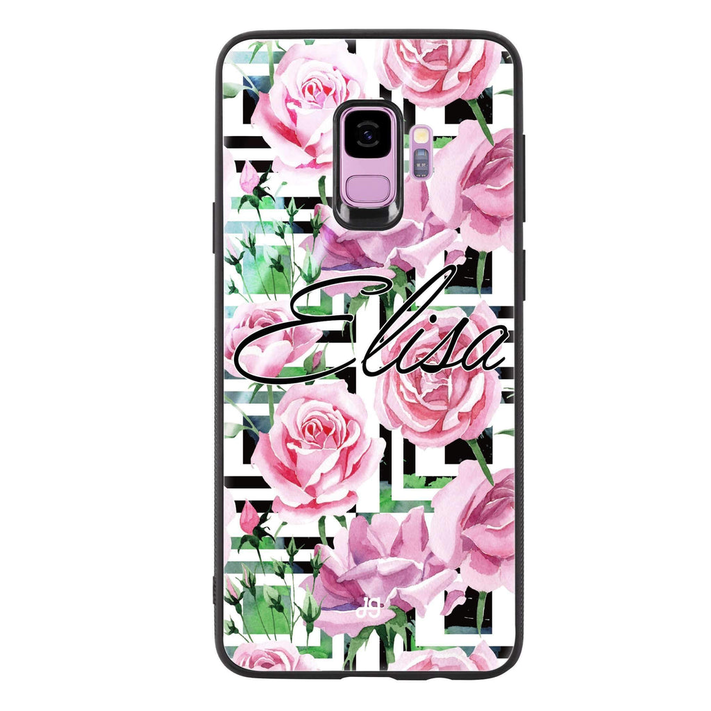 Rose Checkered Samsung S9 超薄強化玻璃殻