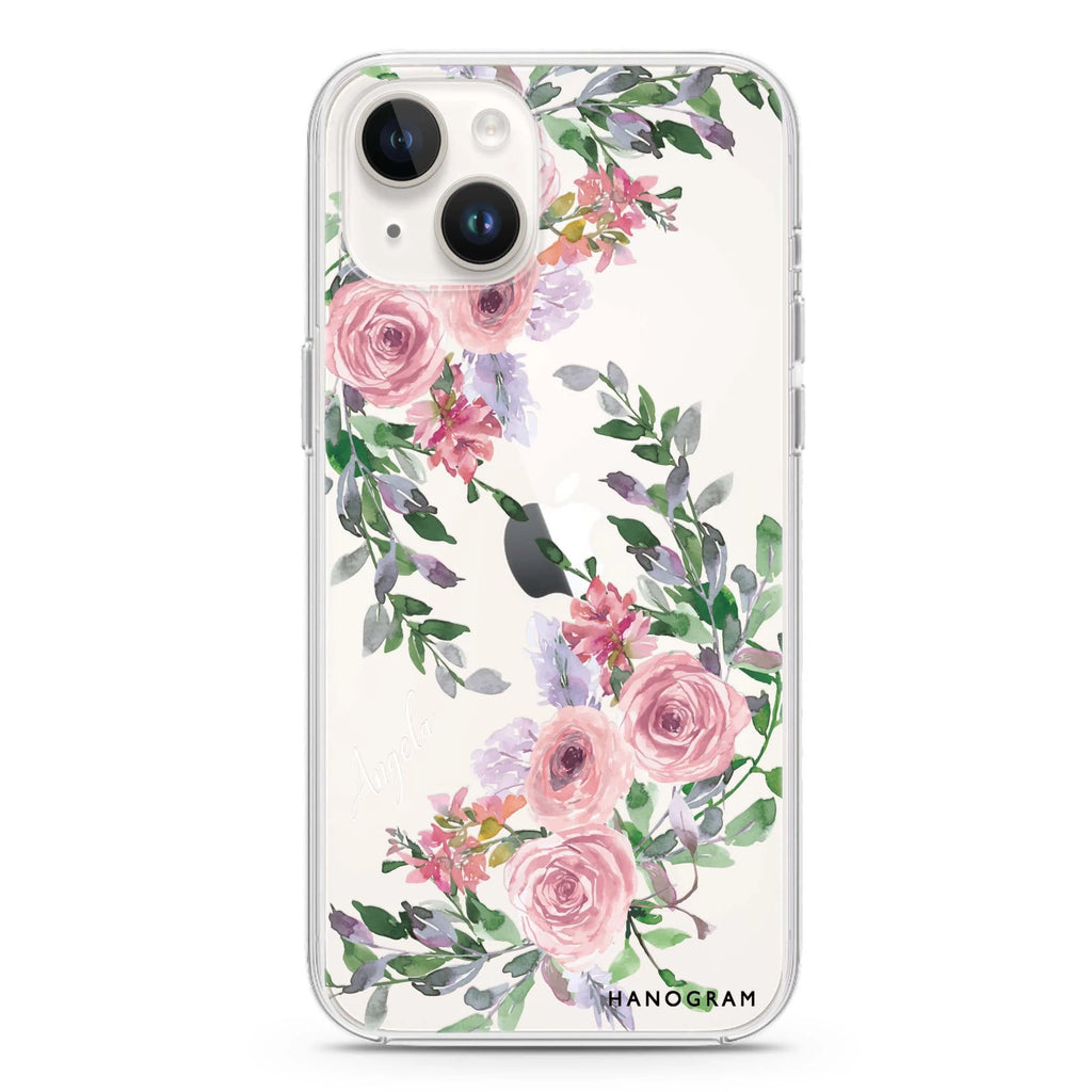 Lucy Watercolor Rose iPhone 14 plus 水晶透明保護殼