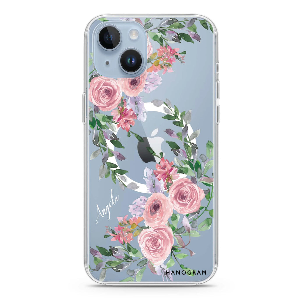 Lucy Watercolor Rose iPhone 14 Plus Magsafe 兼容水晶透明保護殼