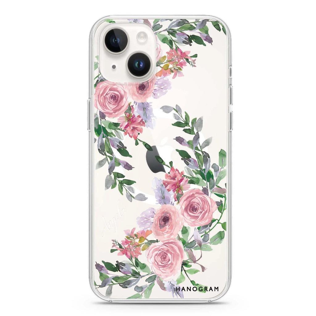 Lucy Watercolor Rose iPhone 14 Magsafe 兼容水晶透明保護殼