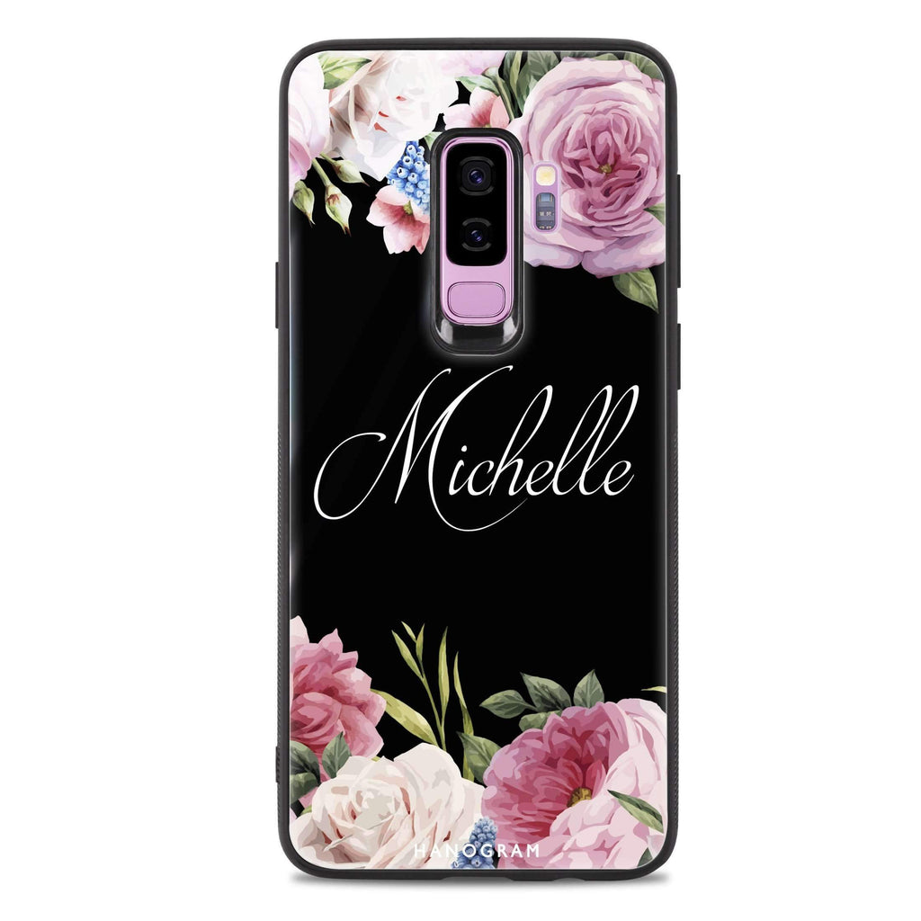 Light Pink Floral Samsung S9 Plus 超薄強化玻璃殻
