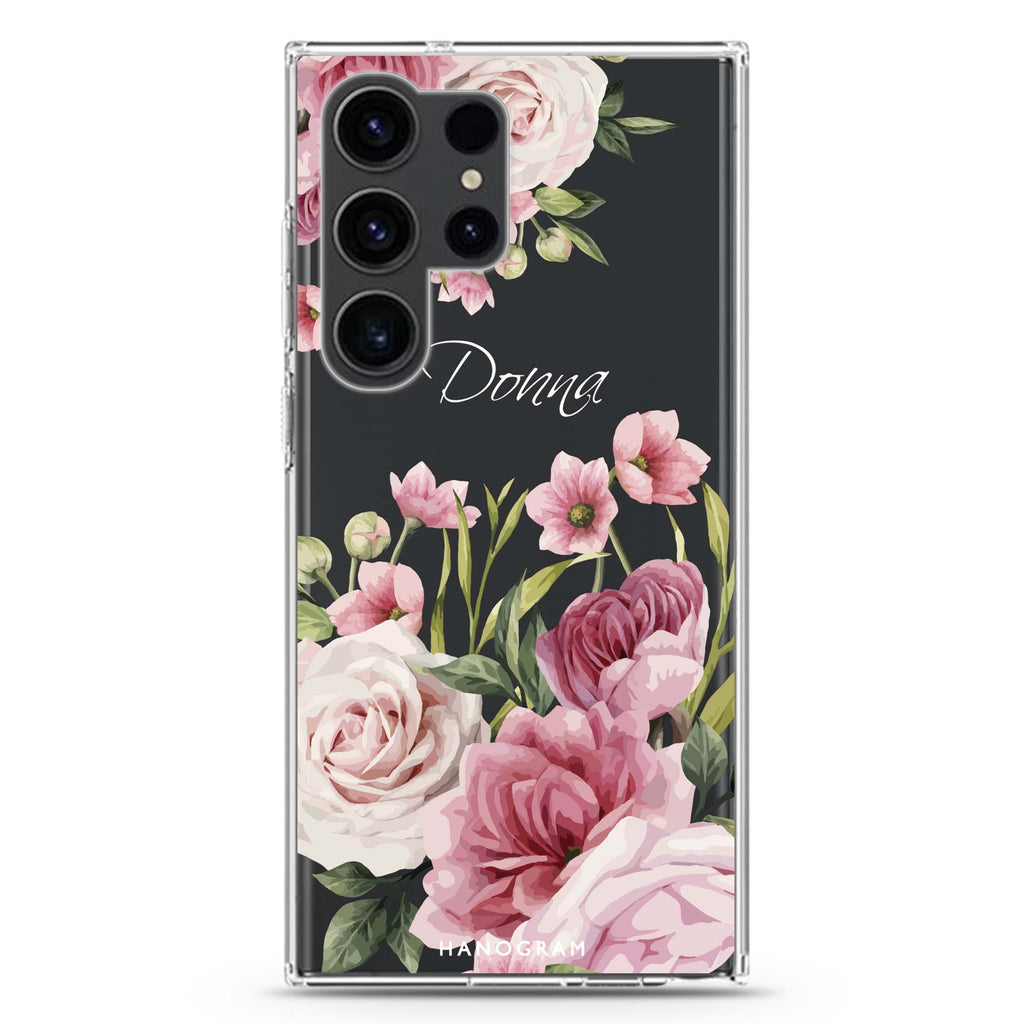 Beautiful Flowers Samsung Galaxy Ultra 可加名字透明保護殼，適用 S26/S25/S24/S23 Ultra，圖1