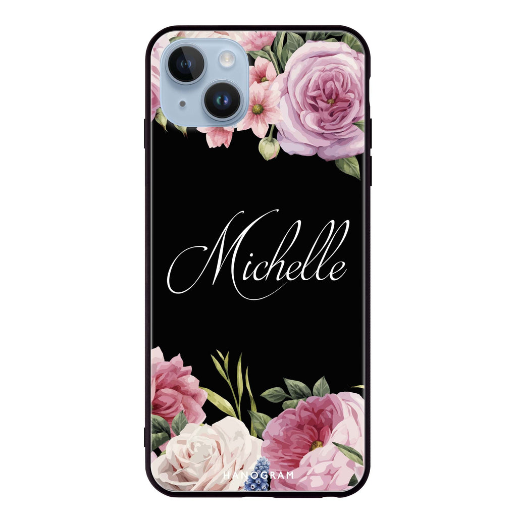 Light Pink Floral iPhone 13 Mini 超薄強化玻璃殻