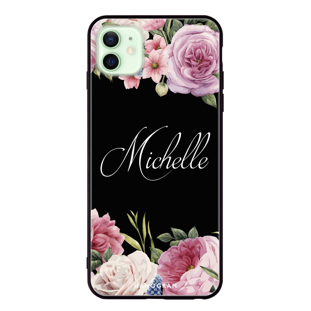 Light Pink Floral iPhone 12 超薄強化玻璃殻