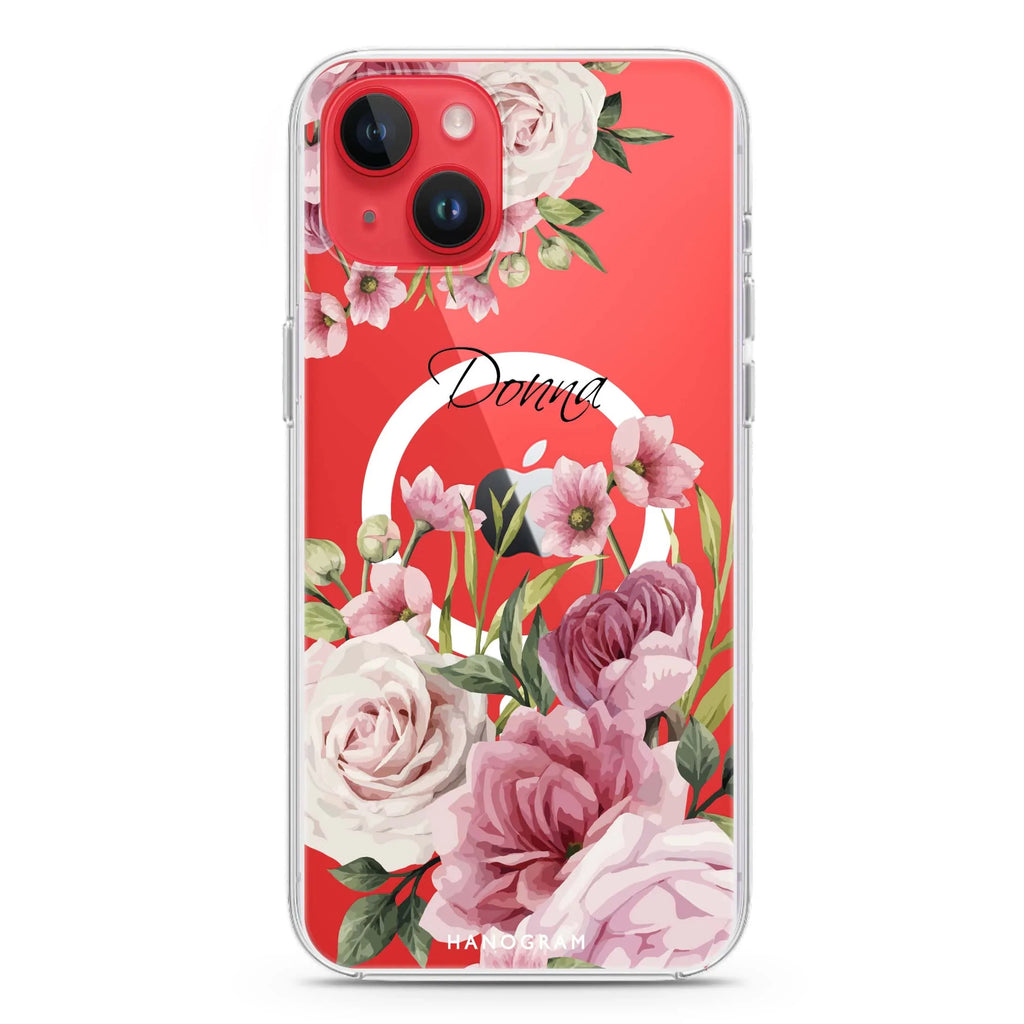 Beautiful Flowers iPhone 14 Magsafe 兼容水晶透明保護殼