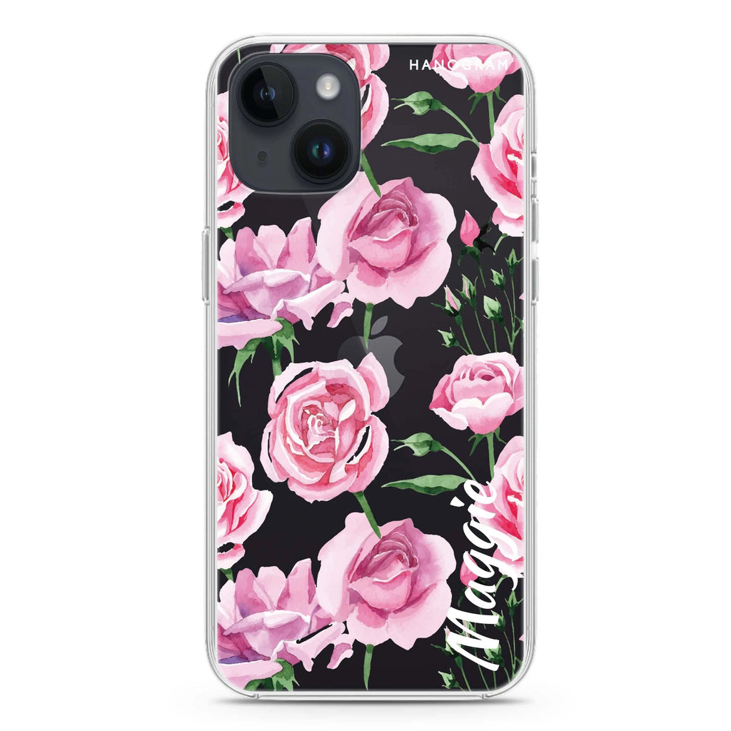 Pink Rose iPhone 14 plus 水晶透明保護殼