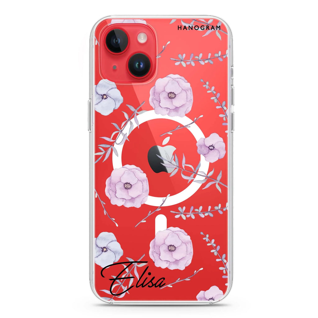 Vibrant Floral iPhone 14 Magsafe 兼容水晶透明保護殼
