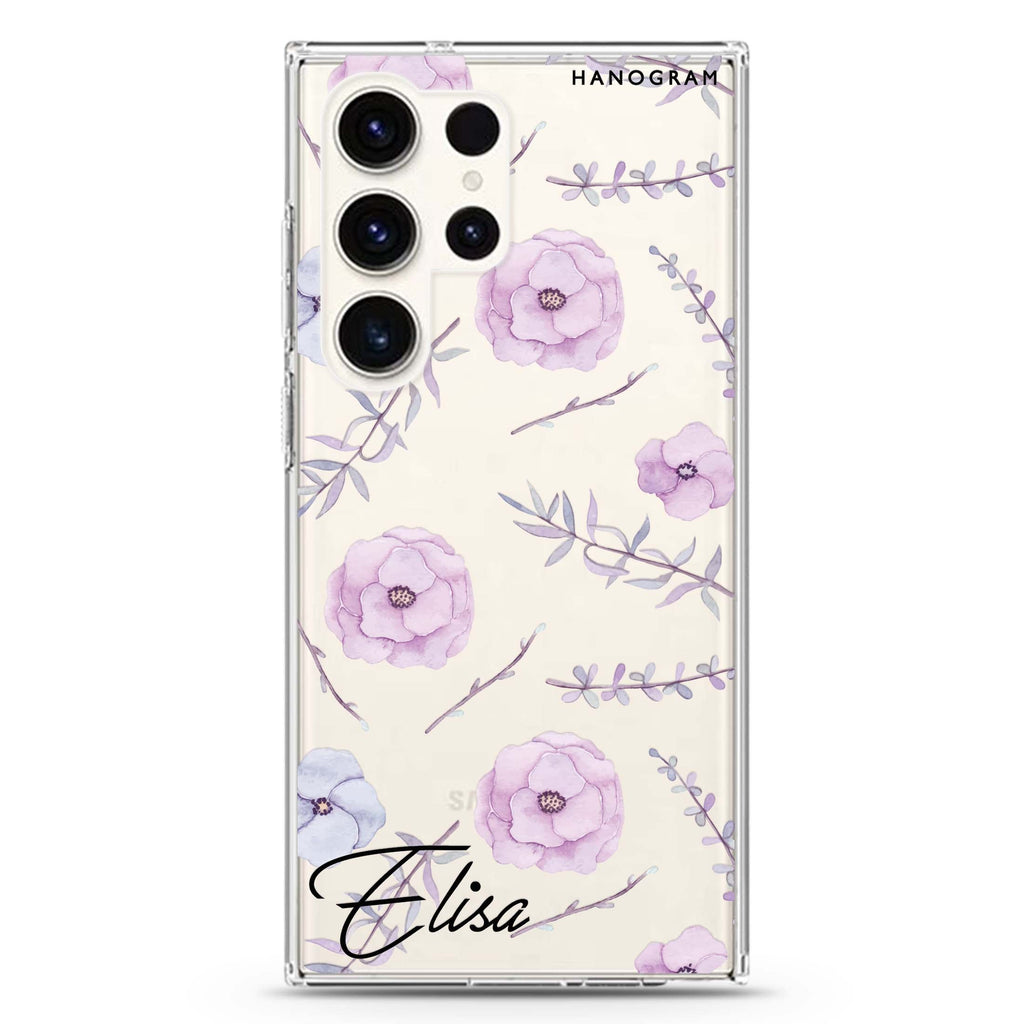 Vibrant Floral Samsung Galaxy Ultra 可加名字透明保護殼，適用 S26/S25/S24/S23 Ultra，圖1