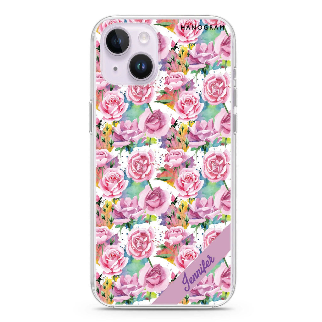 Colorful Rose iPhone 14 Plus Magsafe 兼容水晶透明保護殼