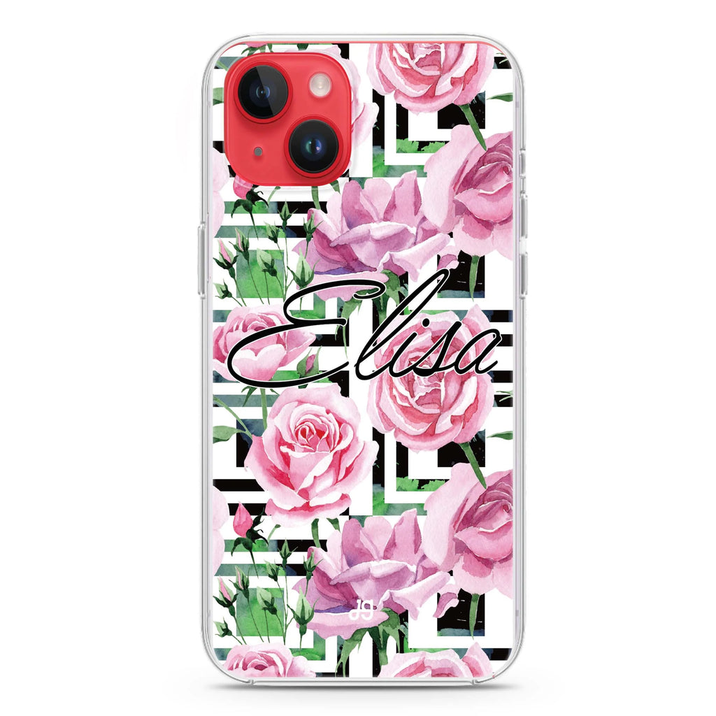 Rose Checkered iPhone 14 Plus Magsafe 兼容水晶透明保護殼