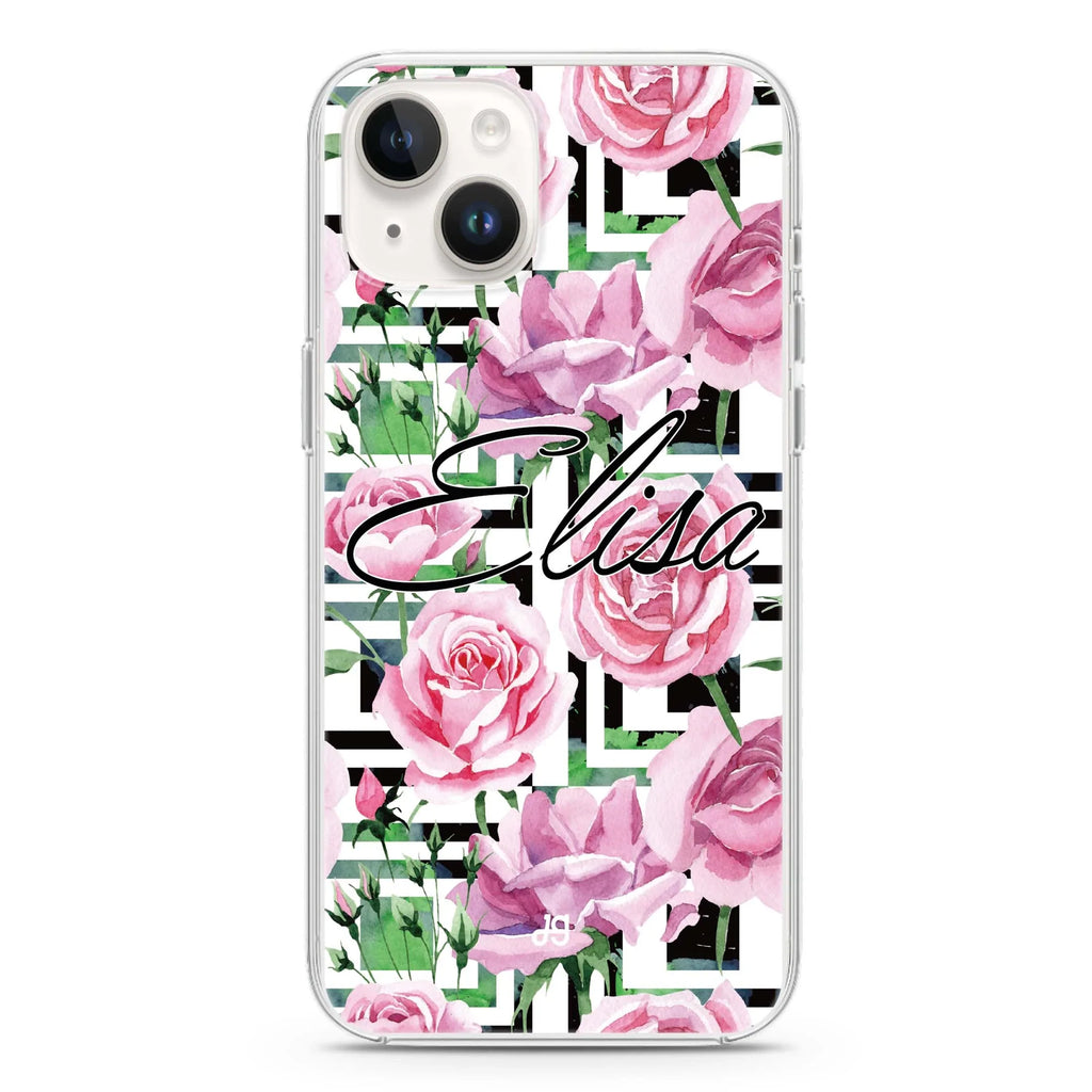 Rose Checkered iPhone 14 Magsafe 兼容水晶透明保護殼