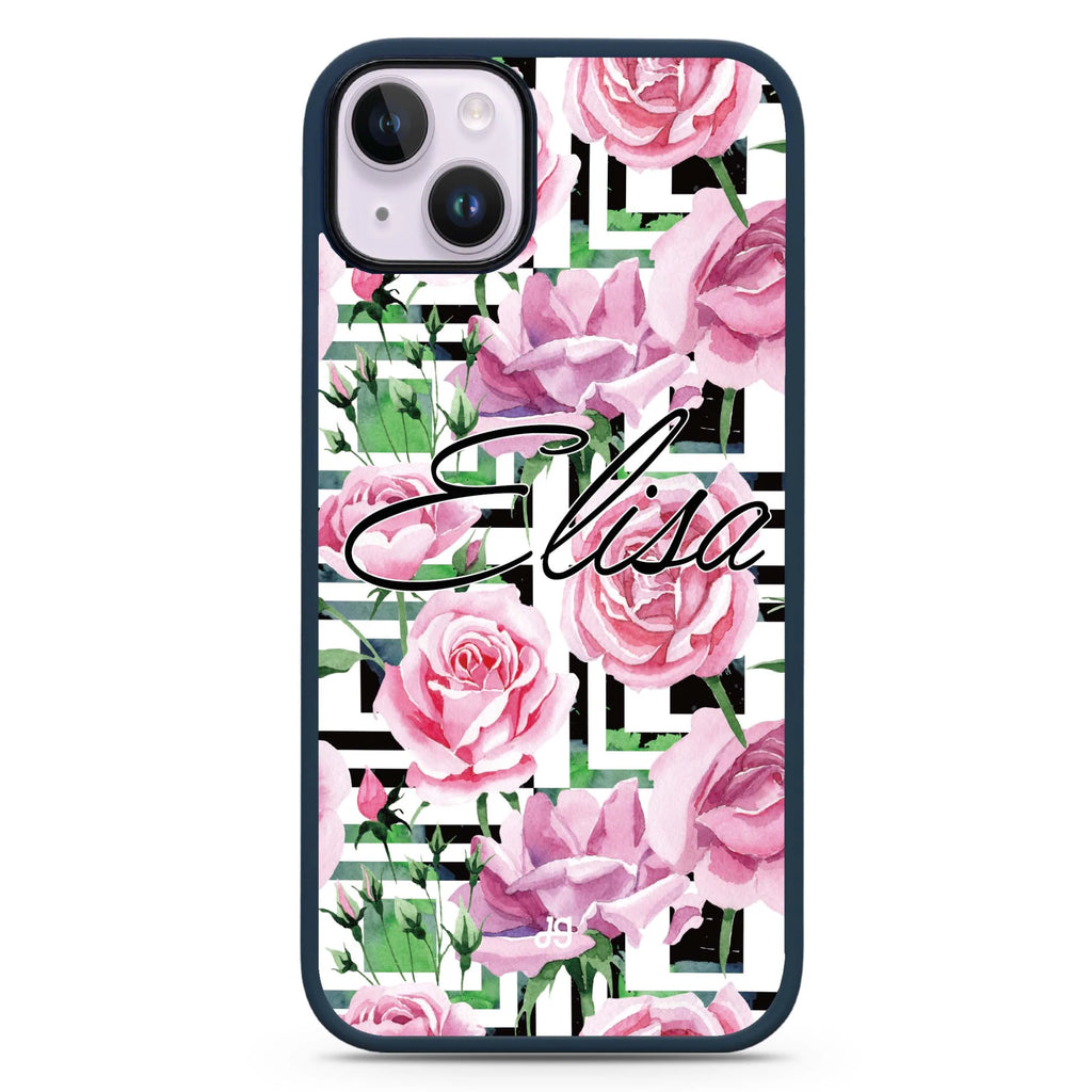 Rose Checkered iPhone 14 Plus Magsafe 兼容防衝擊保護殼
